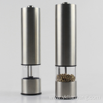 Stainless steel electric salt and pepper grinder set